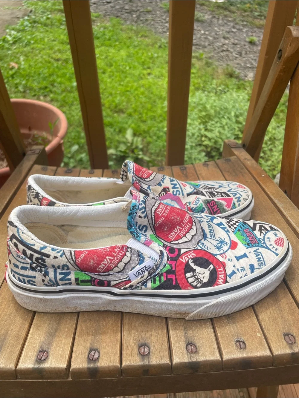 Vans Slip-On Sneakers with Multicolor Logo Patchwork
